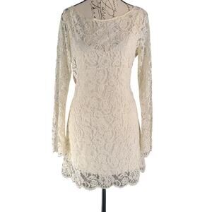 Velvet lace overlay silk dress Ivory Size Small Coquette sorority graduation